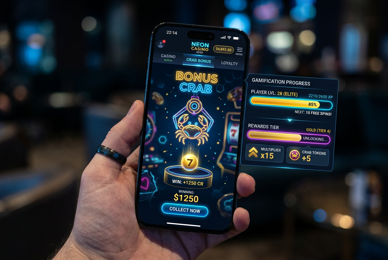 Moderní rozhraní casina s funkcí Bonus Crab v roce 2026