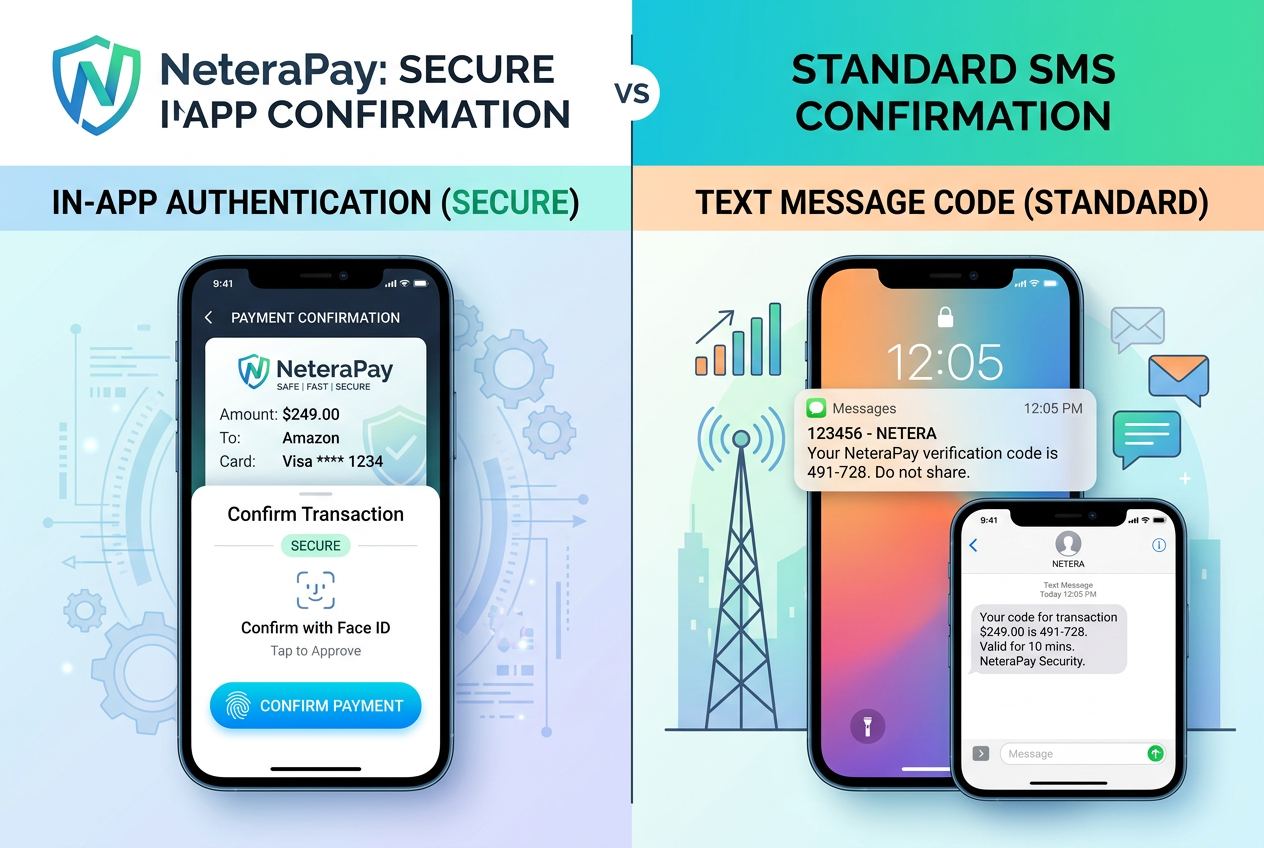 Porovnání rozhraní platební peněženky NeteraPay a klasické SMS M-platby